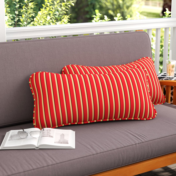 Red and white striped outdoor online pillows